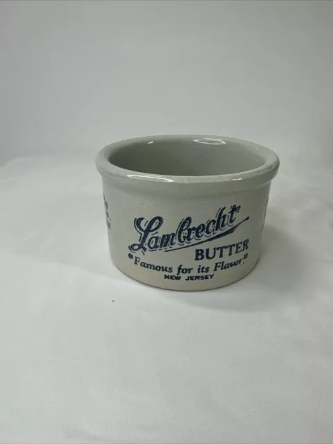 #680 Vintage Lambrecht Stoneware Crock Butter Dairy New Jersey 1 lb.