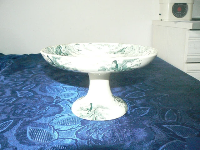 Rare Ancien Compotier En Faience U&C Sarreguemines Modele Neige Xix Xx Ceramique