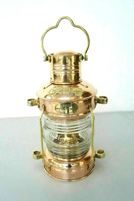 Kupfer Messing Anker Öllampe nautische Maritime Schiff Laterne Boot antike...