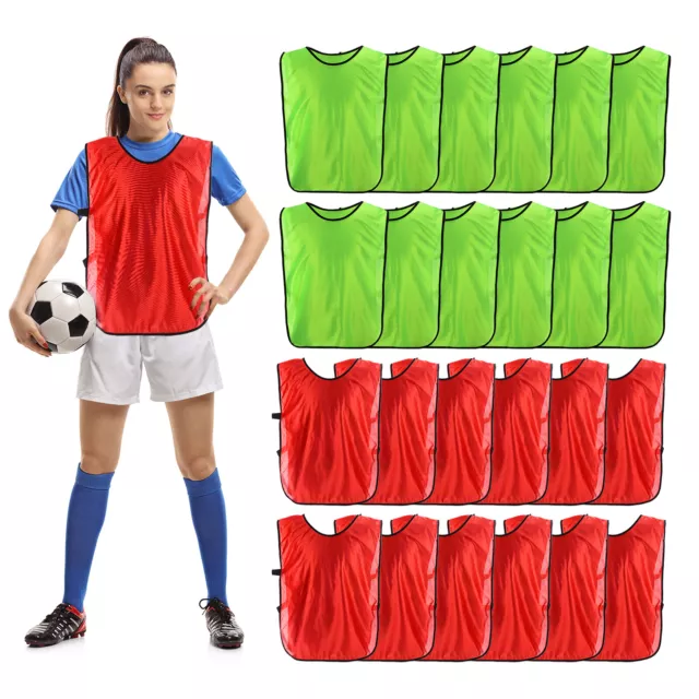 24Pcs Scrimmage Training Vest Pennies Soccer Jersey Youth Team Pinnies Green Red