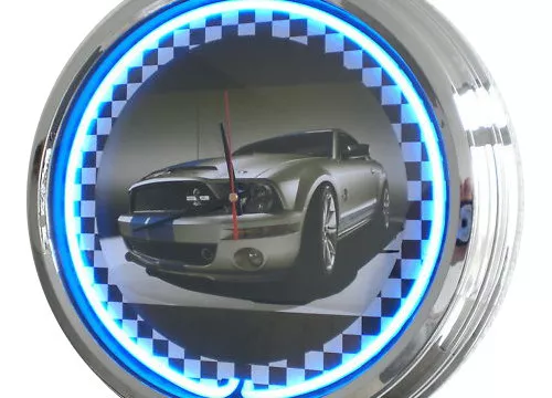 N-0292 Shelby Mustang - Deko Neon Uhr Clock Wanduhr Neonuhr Neonclock Werkstatt