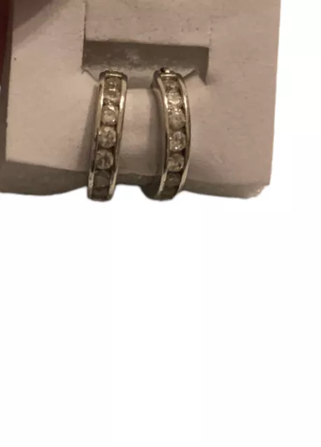 Sterling Silver & Cubic Zirconia Huggie Hoops