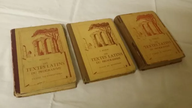 3 Anciens Livres scolaire les TEXTES LATINS programme 5°- 4°- 3°