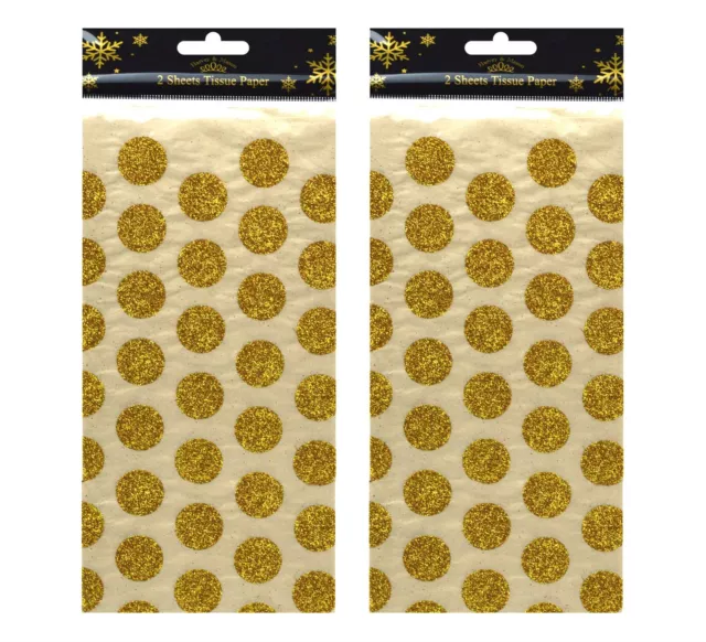 4 Tissue Paper Sheets Wrapping Gifts Presents Christmas Xmas Gold Glitter Large