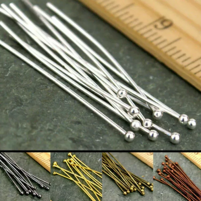 100PCS Silver Gold Plated  Jewelry Finding 16/20/30/40/50mm Ball Head Pins