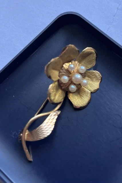 Ancienne Broche En Argent Massif Art Déco Nouveau créateur fleurs perle