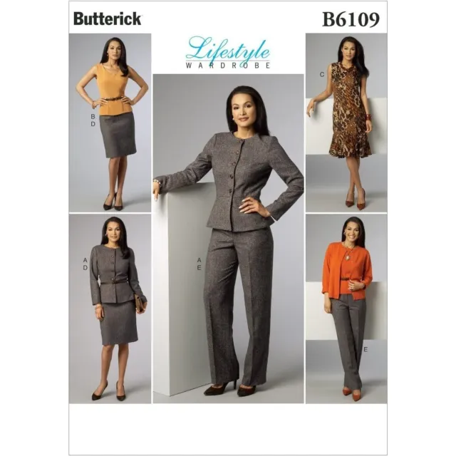 Butterick Sewing Pattern 6109 Jacket Top Dress Skirt Pants Misses Size 14-22