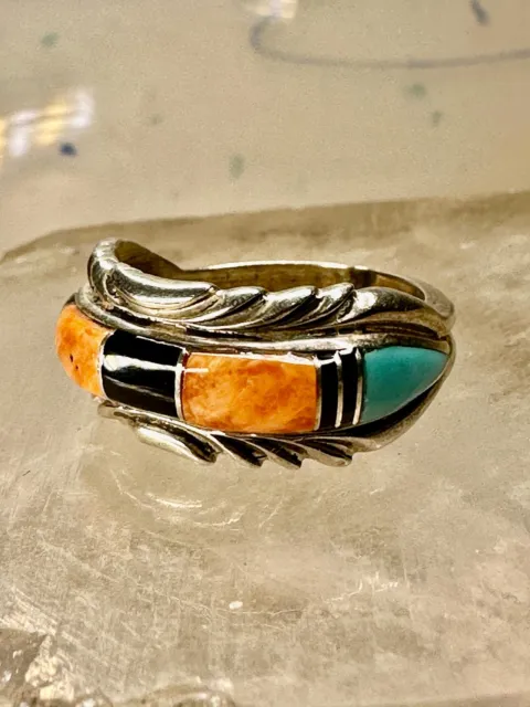 Turquoise ring Zuni band Spiny Oyster Southwest size 6 sterling silver girls wom