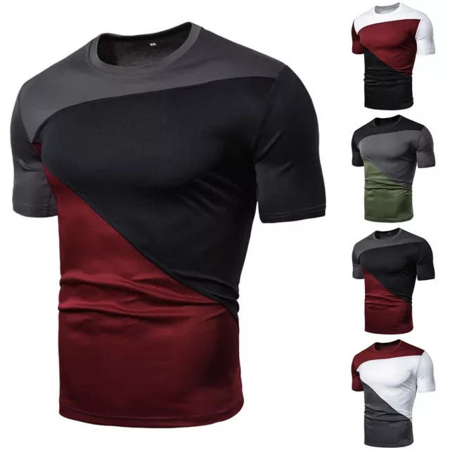 Herren Fitnessstudio Training kurzärmelig schmale Passform T-Shirt Fitness Sport Muskulatur Tops