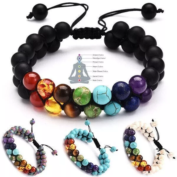 Healing Balance Beaded 7 Chakra Bracelet Volcanic Stone Energy Yoga Jewelry Gift