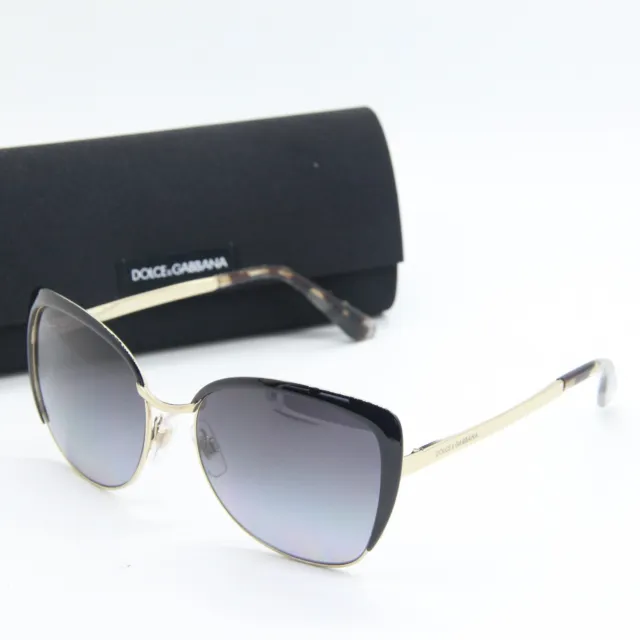 New Dolce & Gabbana Dg 2143 488/T3 Black Gold Authentic Sunglasses W/Case 57-17