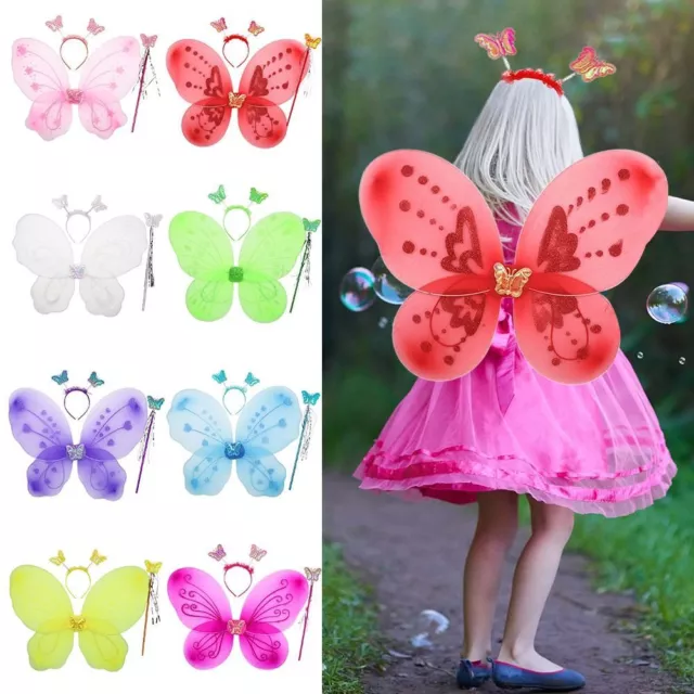 3 pz/set Costume Bambini Fascia Farfalla Ali Glitter Farfalla Ragazze