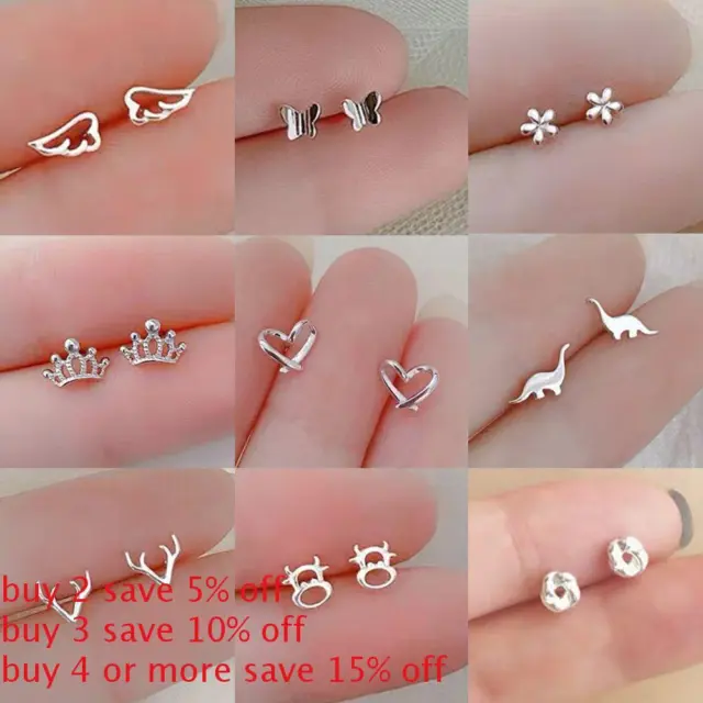 Dinosaur Butterfly Ear Piercing Jewelry Heart Star Circle Mini Stud Earrings