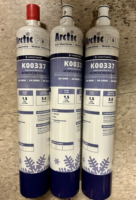 3 Manitowoc Ice K-00337 Arctic Pure Legacy AR Pre-Filter Replacement Cartridges