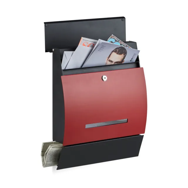 Design Briefkasten mit Zeitungsfach, 2 Farben, Wandbriefkasten DIN-A4 Postkasten
