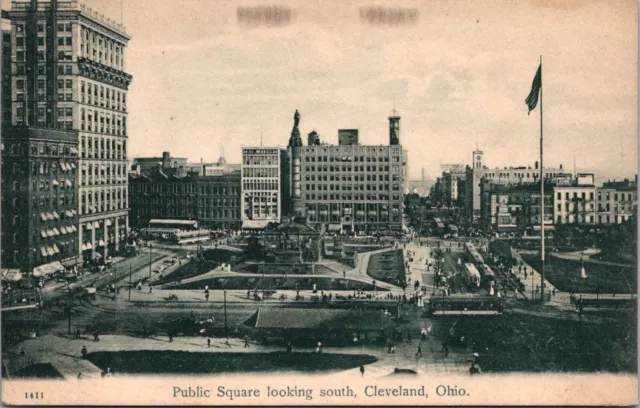 Postcard: Cleveland, OH Public Square Aerial View The MAY Co. Trolley Cars c1905