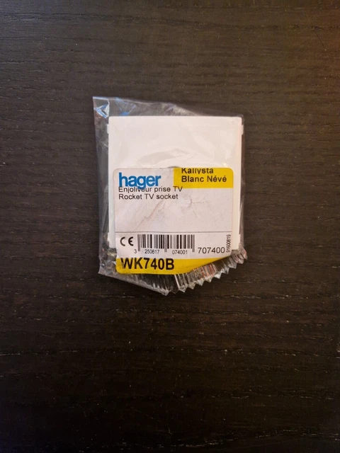 Hager WK742T KALLYSTA - Doigt D'enjoliveur Pour Prise TV/FM/SAT, Couleur Titane