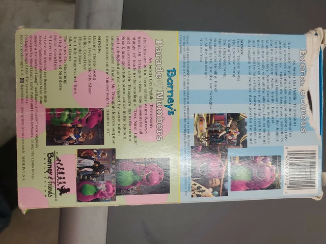 VHS BARNEY S EXERCISE Circus And Parade Of Numbers BONUS 2 PACK 1996 vhs-barney-s-exercise-circus-and-parade-of-numbers-bonus-2-pack-1996