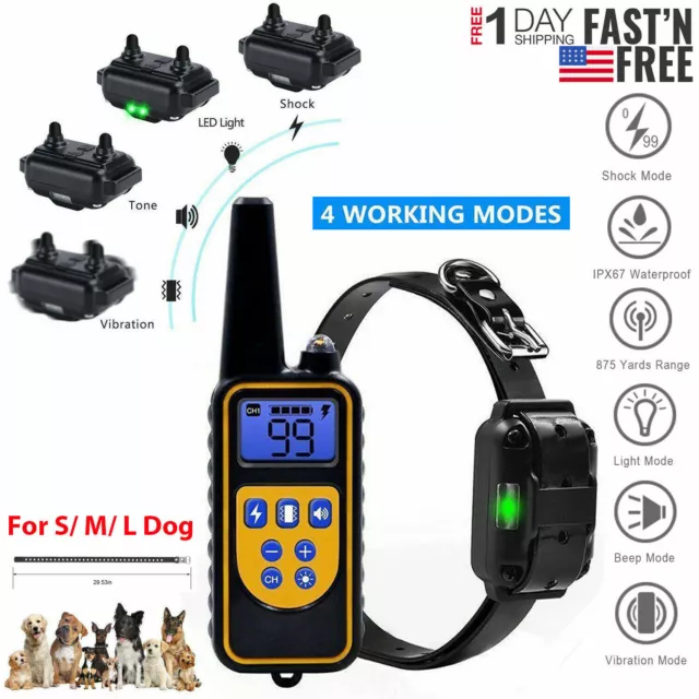 2600FT Waterproof Dog Shock Collar With Remote Electric for Large Pet Training