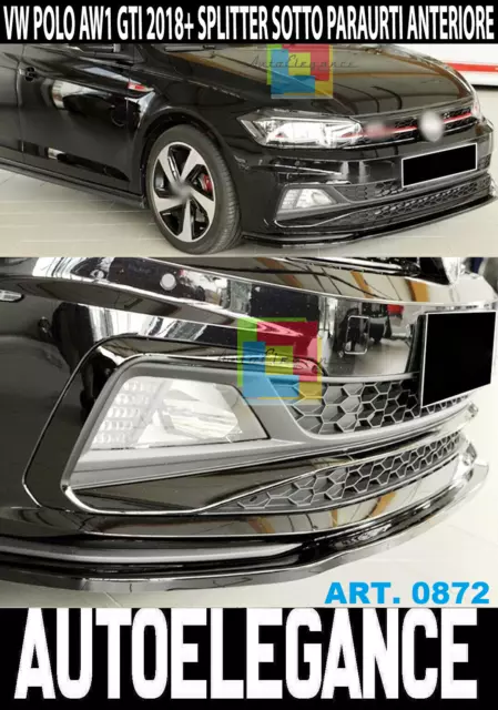 Vw Polo Aw1 Gti 2017+ Spoiler Sotto Paraurti Anteriore Nero Splitter Labbro