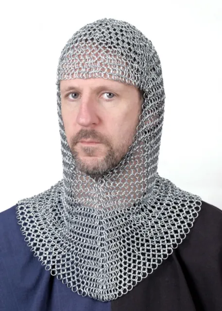 Battle-Merchant Kettenhaube aus Stahl ID9mm verzinkt Wikinger Mittelalter Kostüm