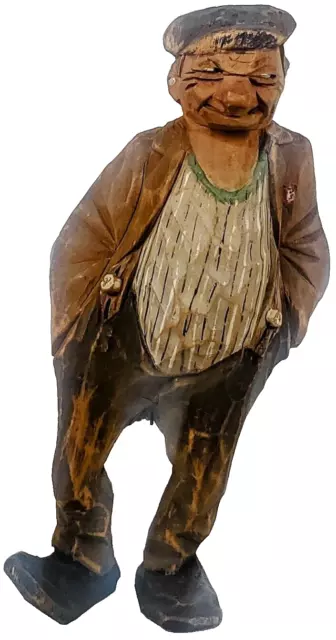 Nils Gunnarsson 6" Hand Carved Wood Vintage Folk Art Hobo Figure Statue Sweden