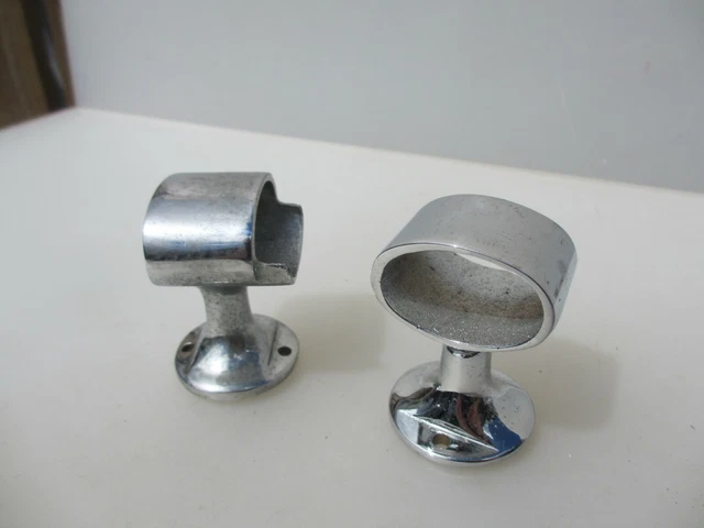Chromed Brass Rail Brackets Old Curtain Pole Holder Hooks Hanger Hook Stanchion