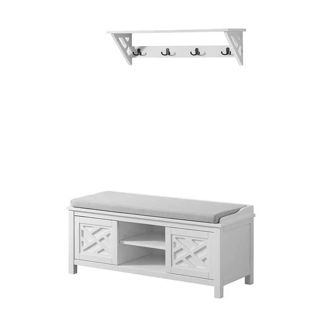Alaterre Furniture Coat Hook W/ Storage Bench Hall Tree Set 36" W
