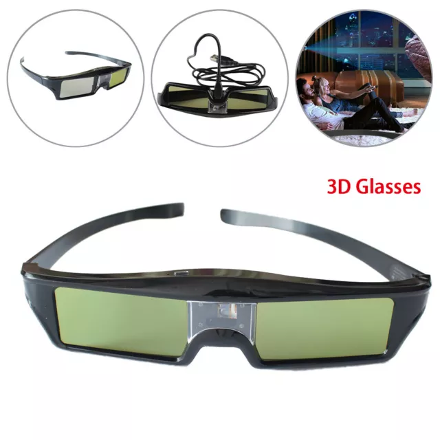 Active Shutter 3D Glasses For DLP-Link Projector Optoma BenQ USB Rechargeable