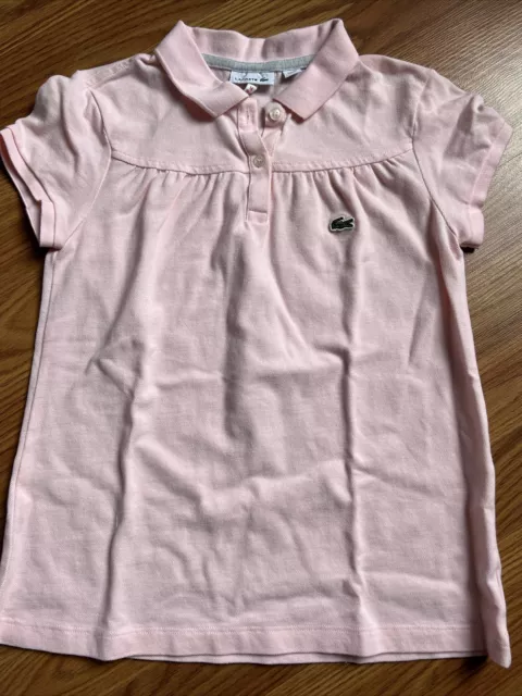 Lacoste Girls size 12-14 Pink Polo Shirt Short Sleeve