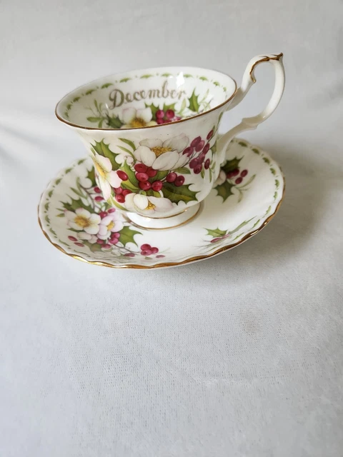 ROYAL ALBERT Tea Cup & Saucer DECEMBER Flower of the Month Christmas Rose