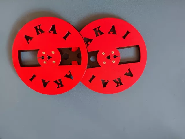 Akai reel to reel tape spools 7" 3D printed (Plastic) Red/black (pair)