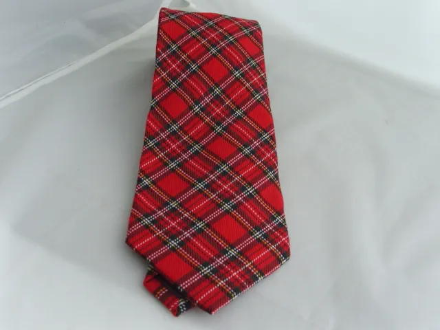 (7B} Tartan Red Red Mens Classic Necktie-TIES-3.3" = 8cm Width-P&P 2UK>1st Class