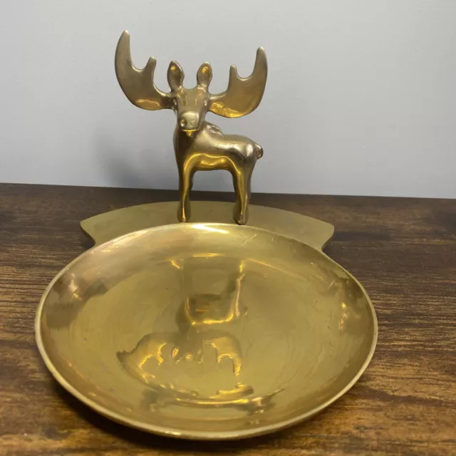 Vintage Loyal Order of Moose Fraternal Brass Ash Tray Coin Jewelry Award 1950