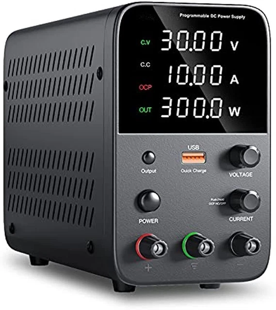 DC Power Supply Variable 30V 10A Adjustable Switch Lab Power Supplies W/USB Port
