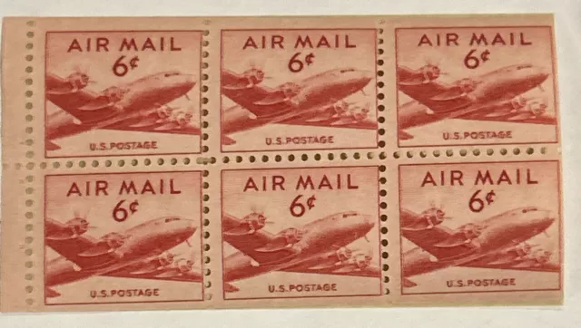 1949 AIRMAIL Sc C39a 6c carmine MNH full OG, booklet pane