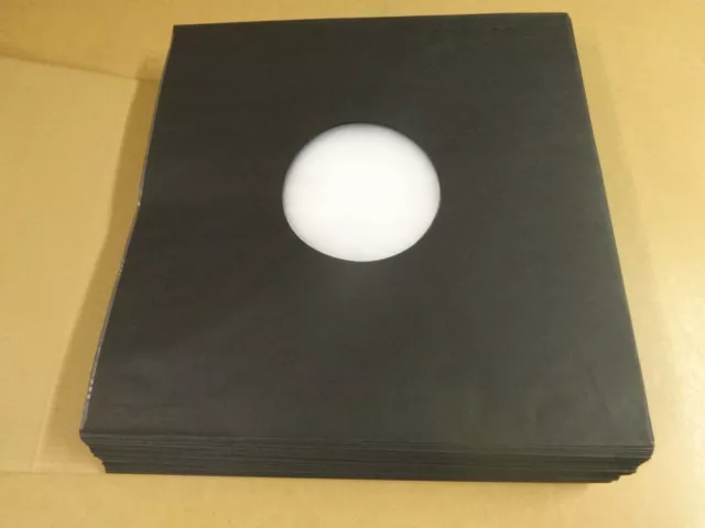 50 Deluxe Polylined Antistatic Paper Lp Inner Sleeves Black For 12" Records