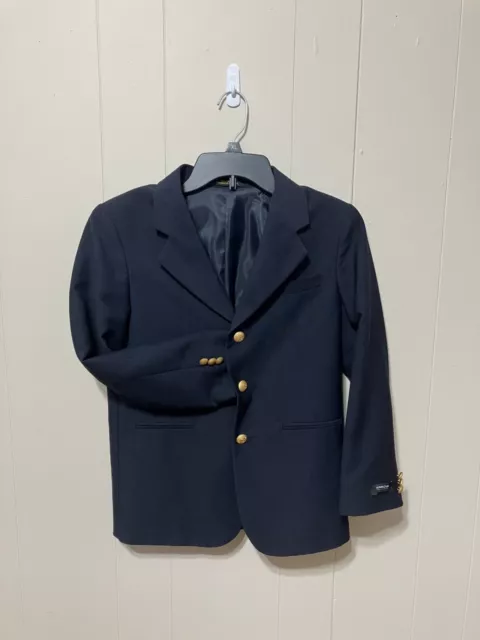 EUC! Boy's "Arrow" Fully Lined Polyester Wool Blend Navy School Blazer 12 Reg