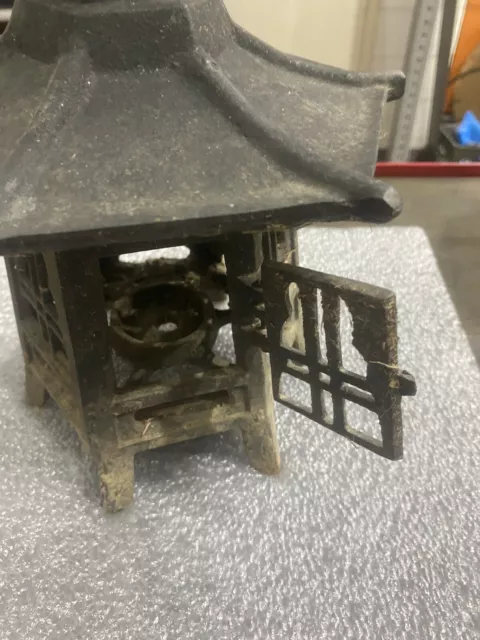 Vintage Cast Iron Pagoda Candle Holder Lantern