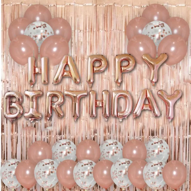 Rose Gold Happy Birthday  Foil Number 16th 18th 21st Age Balloons Decorations UK