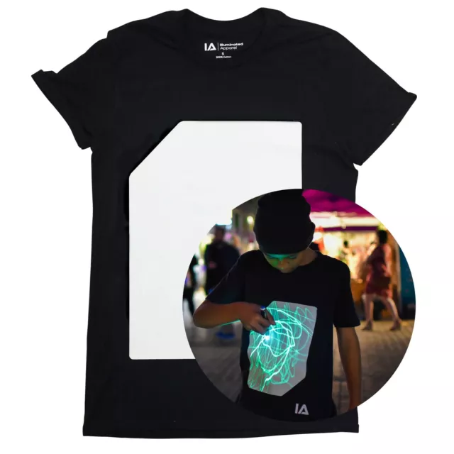 Original Childrens kids Interactive Glow in The Dark T-Shirt Illuminated Apparel