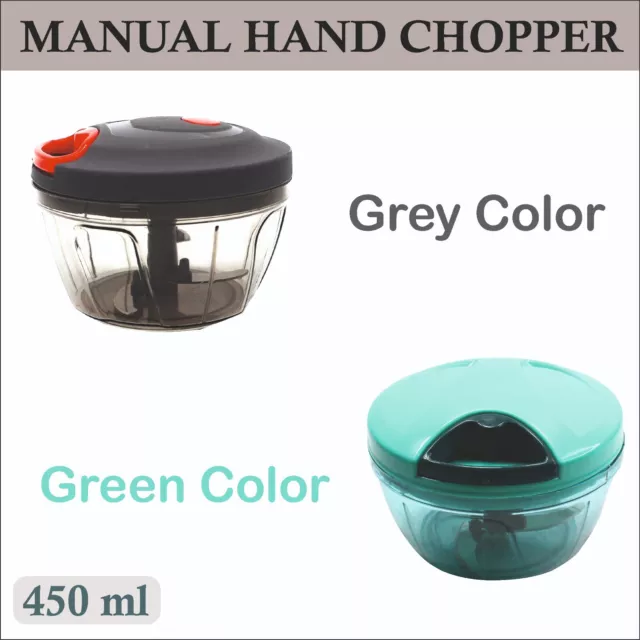 2x Food Chopper Manual Pull Cord Pulling Vegetable Slicer Hand Blender Kitchen