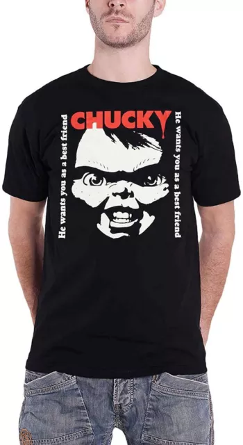 Difuzed - T-Shirt Homme - Chucky (Noir) Chemise T-Shirt Horreur Fans Childs Play