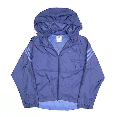 ADIDAS Blue Hooded Lightweight Track Jacket Mens S