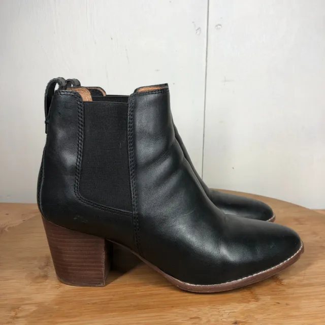 Madewell Chelsea Boots Womens 9 Black Leather Block Heels Shoes Classic Casual