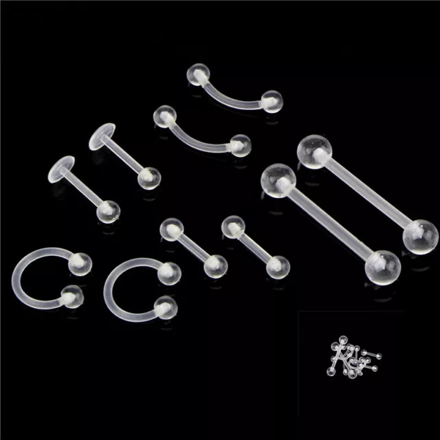 For Nose Ear Acrylic 10pcs Piercing Retainer Flexible Body Lip Clear Jewelry