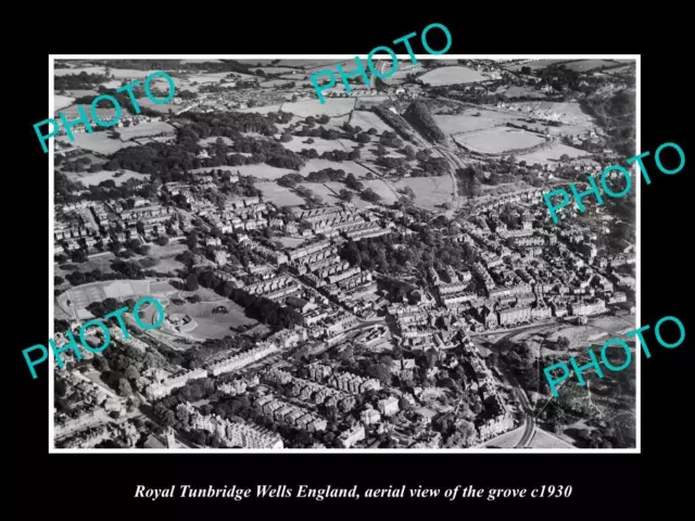 OLD LARGE HISTORIC PHOTO OF ROYAL TUNBRIDGE WELLS ENGLAND AERIAL OF GROVE c1930