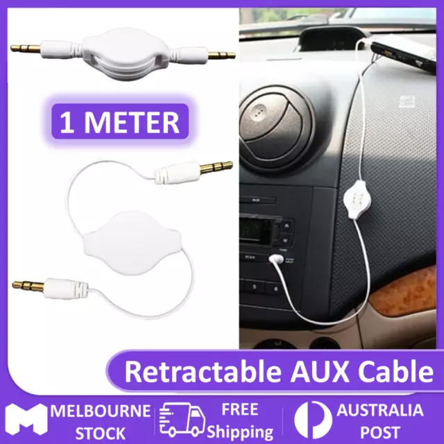 3.5mm Retractable AUX Cable Stereo Audio Input Male Extension Auxiliary Car Cord