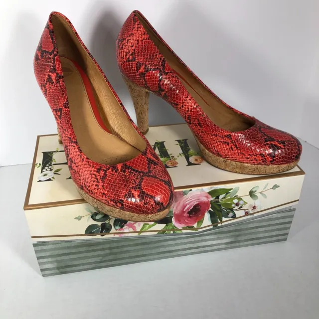 Nurture Kira Red Snakeskin Print Leather High Heel Shoes Women's Size 11