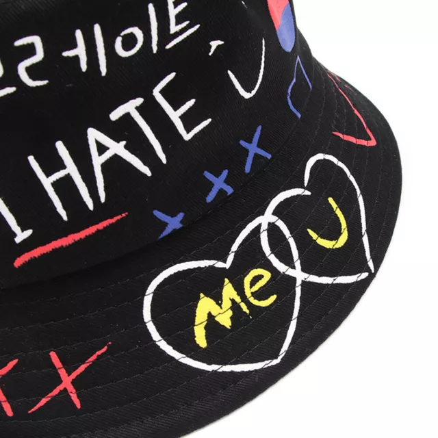 1 Top Doodle Love Fisherman Hat Personality Casual Sunblock Sun Hat Black DX GS0